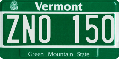 VT license plate ZNO150