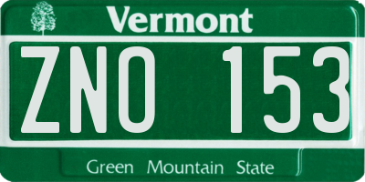 VT license plate ZNO153