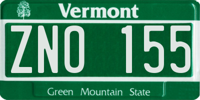 VT license plate ZNO155