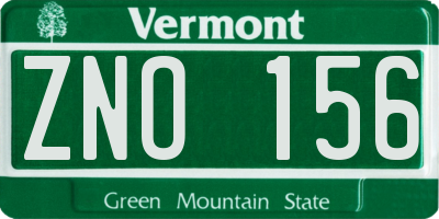 VT license plate ZNO156