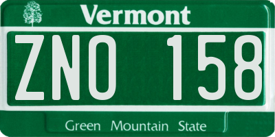 VT license plate ZNO158