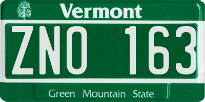 VT license plate ZNO163