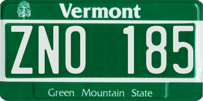 VT license plate ZNO185
