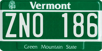 VT license plate ZNO186