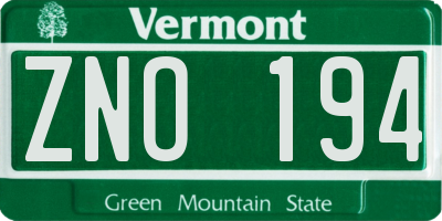 VT license plate ZNO194