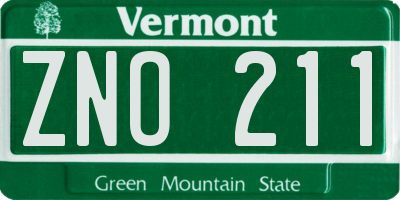 VT license plate ZNO211