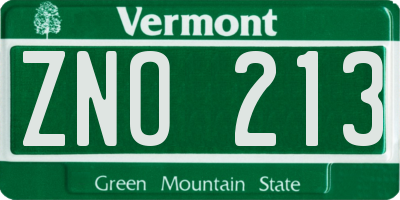 VT license plate ZNO213