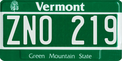 VT license plate ZNO219