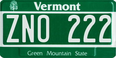 VT license plate ZNO222
