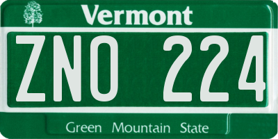 VT license plate ZNO224