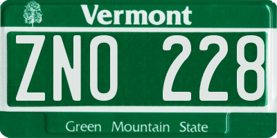VT license plate ZNO228