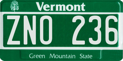 VT license plate ZNO236