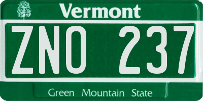 VT license plate ZNO237