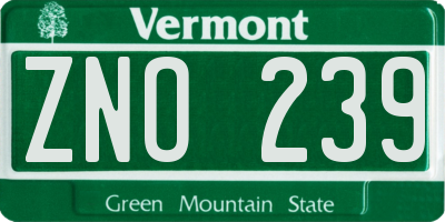 VT license plate ZNO239