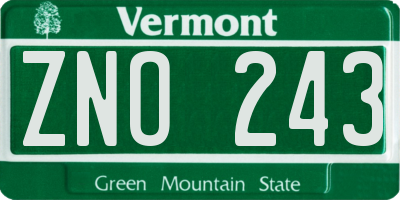 VT license plate ZNO243