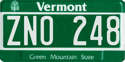 VT license plate ZNO248