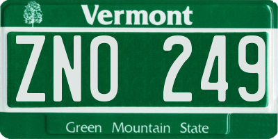 VT license plate ZNO249
