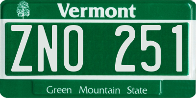 VT license plate ZNO251