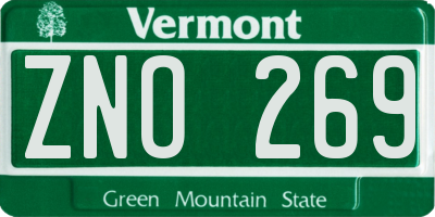 VT license plate ZNO269