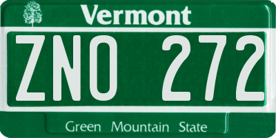 VT license plate ZNO272