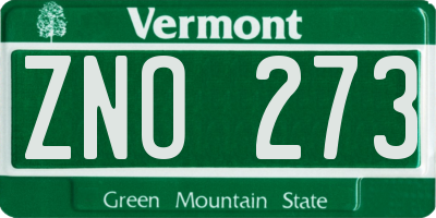 VT license plate ZNO273