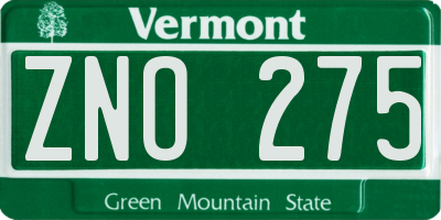 VT license plate ZNO275