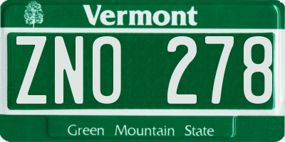 VT license plate ZNO278