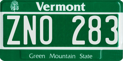 VT license plate ZNO283
