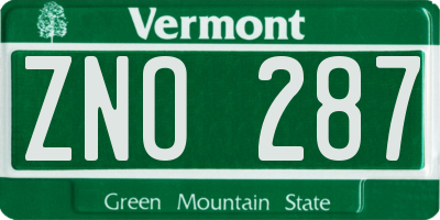 VT license plate ZNO287
