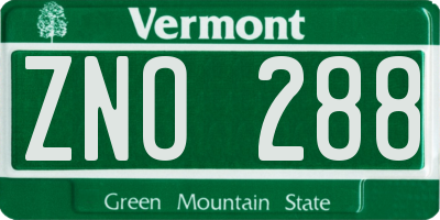 VT license plate ZNO288