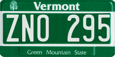VT license plate ZNO295