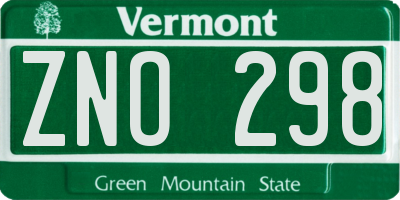 VT license plate ZNO298