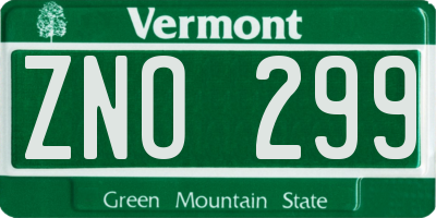 VT license plate ZNO299