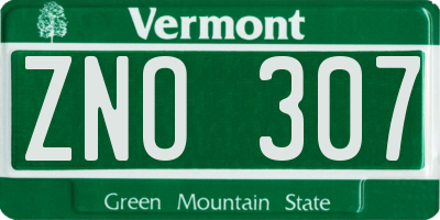 VT license plate ZNO307