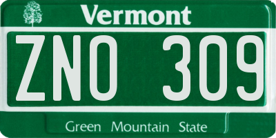 VT license plate ZNO309