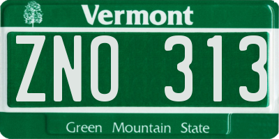 VT license plate ZNO313