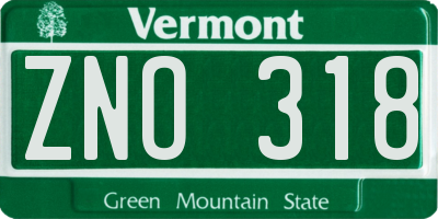 VT license plate ZNO318