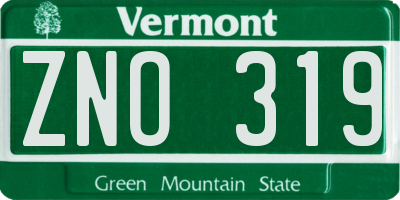VT license plate ZNO319