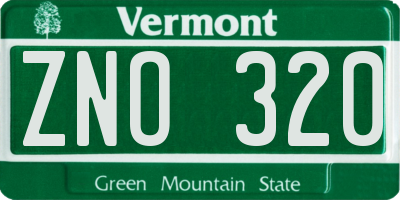 VT license plate ZNO320