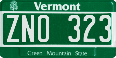 VT license plate ZNO323