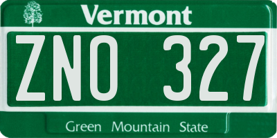 VT license plate ZNO327