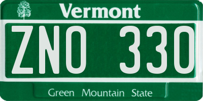 VT license plate ZNO330