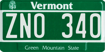 VT license plate ZNO340