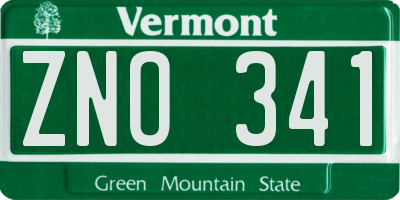 VT license plate ZNO341