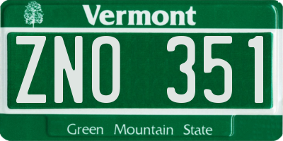 VT license plate ZNO351