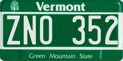VT license plate ZNO352
