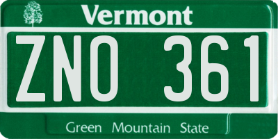 VT license plate ZNO361