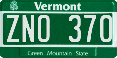 VT license plate ZNO370