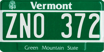 VT license plate ZNO372