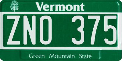 VT license plate ZNO375